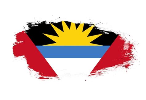 Bandera De Antigua Y Barbuda Sobre Fondo De Pincel De Trazo Blanco