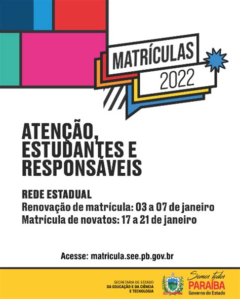 Paraíba Divulga Cronograma De Matrículas Da Rede Estadual De Ensino Para 2022 Portal Negopb