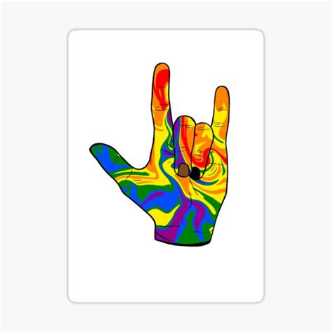 Rainbow Gay Pride I Love You American Sign Language Hand Sticker For Sale By HaileyNoll