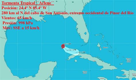 Tormenta Tropical Arlene Se Debilita Y Contin A Rumbo Sur Sudeste