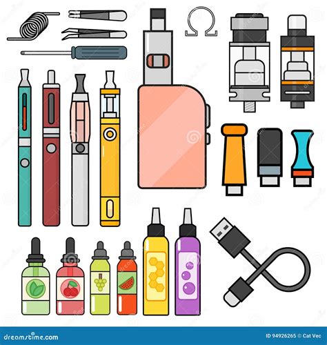 Vape Smoking Device Illustration With E Cigarette And Vaping Juice