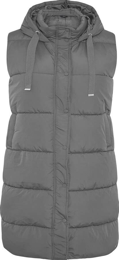 Yours Curve Maxi Panelled Puffer Gilet Womens Plus Size Curve Grey