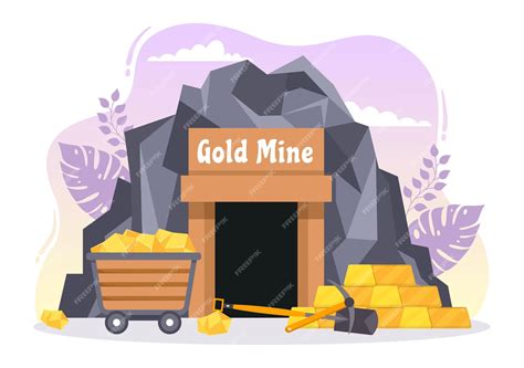 Premium Vector Gold Mine Illustration With Mining Industry Activity