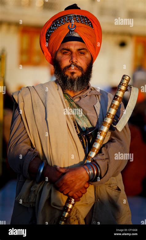 Portrait Of A Sikh Man Waring A Turban Near The Golden Temple Amritsar