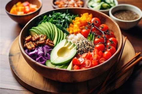 Premium AI Image Vegan Buddha Bowl With Quinoa Avocado And Fresh