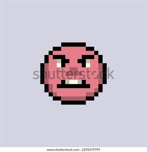 Pixel Art Angry Emoticon Icon Red Stock Vector (Royalty Free ...