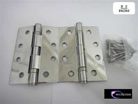 Hinges 4 102mm Eclipse Fire Door 2 Pairs Grade 11 Polished Chrome New Ebay