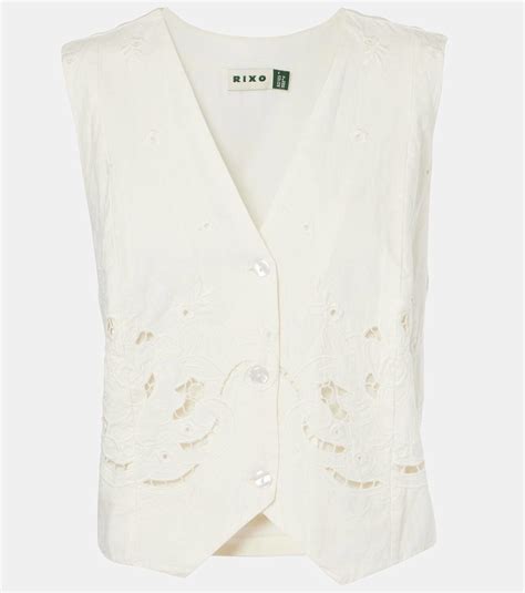 Rixo Norah Embroidered Cotton And Linen Vest Rixo
