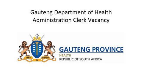 Gauteng Department Of Health Administration Clerk Vacancy Jobcare