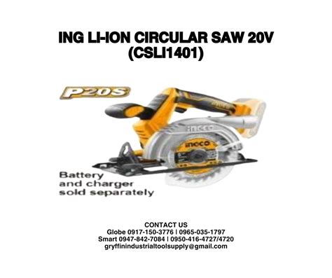 ING LI ION CIRCULAR SAW 20V CSLI1401 Commercial Industrial