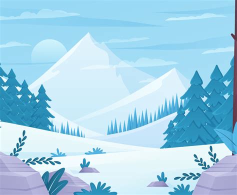 Winter Nature Landscape Background Vector Art Graphics Freevector