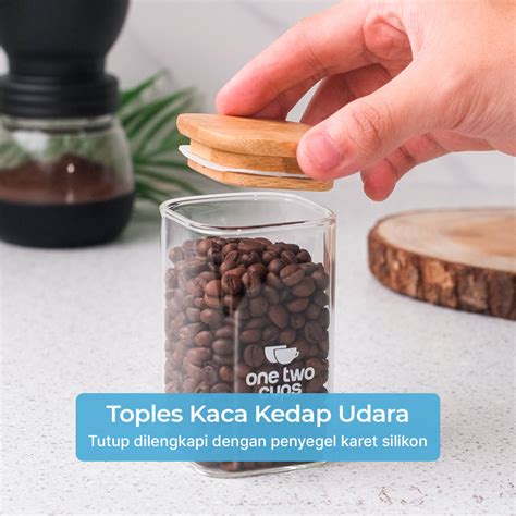 One Two Cups Toples Kaca Penyimpanan Makanan Coffee Storage Glass Jar