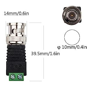 Lewttyer Connecteur Bnc Video Balun Sans Soudure Connecteur M Le