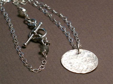 Moon Drop Hammered Silver Disc Necklace On Sterling Silver Etsy