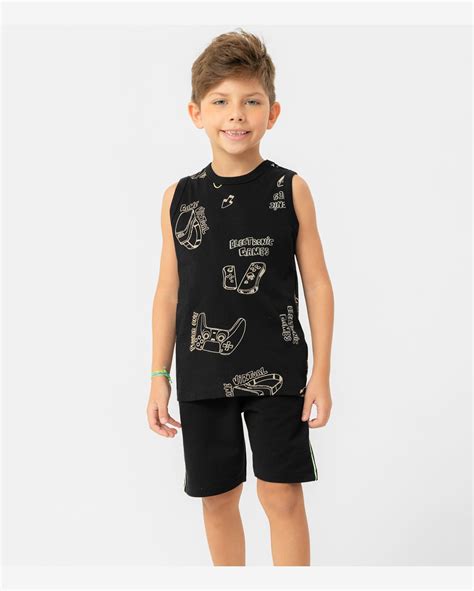 Riachuelo Conjunto Infantil Masculino Games Rovitex Preto