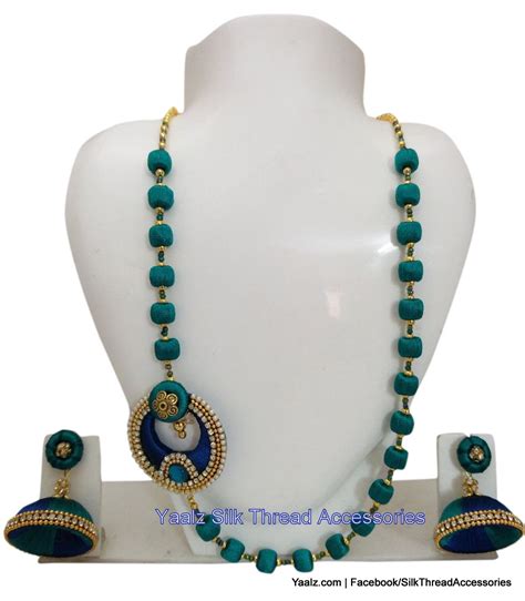 Yaalz Traditional Neckset Matching Jumka In Turquoise Green Dark