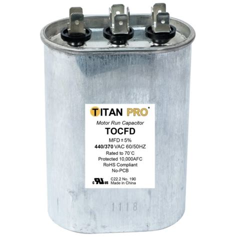 Packard Titan Pro Run Capacitor 5 Mfd 370 Volt Oval Box Of 15 HD Supply