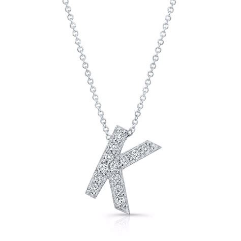 Diamond Initial Pendant In The Letter K Initial Pendant White Gold