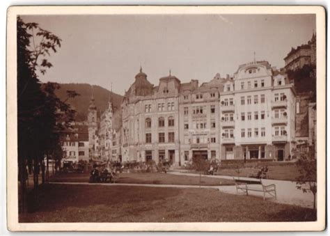 Fotografie Brück Sohn Meissen Ansicht Karlsbad Partie am Schildplatz