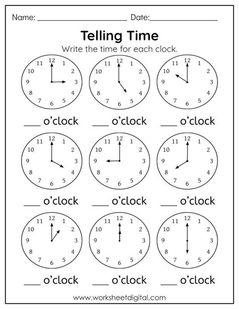 Time Clock Worksheets Telling Time Webquest