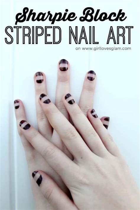 Sharpie Block Striped Nail Art Girl Loves Glam