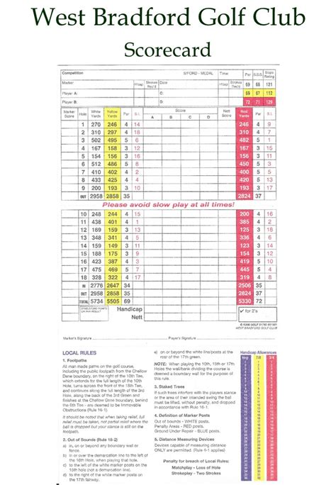 Scorecard | West Bradford Golf Club