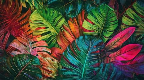 Premium AI Image | tropical leaves lush and vibrant desktop background