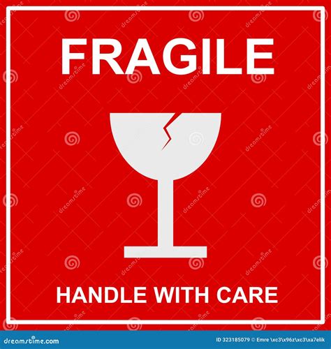 Sticker Fragile Handle With Care Red Fragile Warning Label Fragile