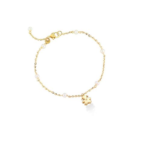 Le Perle Bracciale Bimba Oro Giallo Perle E Diamanti