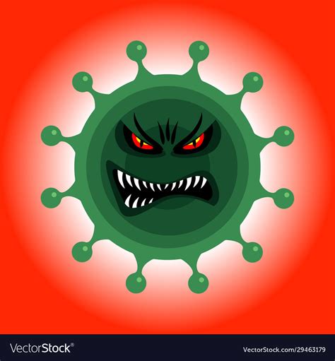 Cartoon Style Coronavirus On A Red Background Vector Image