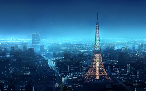 Tokyo Tower, Shirosaki Otoha, landscape, anime, Japan, HD Wallpaper ...