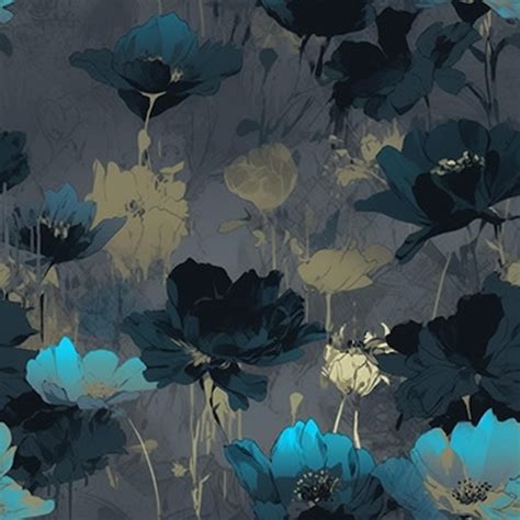 Premium Photo | A dark blue floral pattern with flowers.