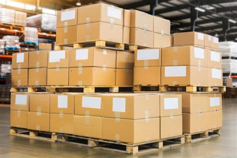 Premium Photo Packaging Boxes Stacked On Pallets In Storage Warehouse