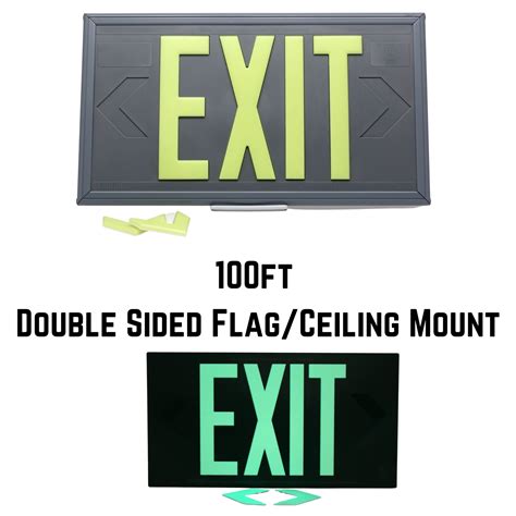 Non Electric Photoluminescent Aluminum Glow In The Dark Exit Signs