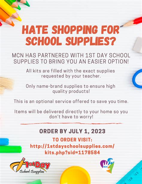 1st Day School Supplies | MATES Community Network