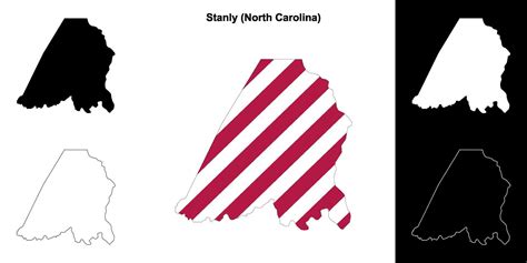 Stanly County North Carolina Outline Map Set Vector Art At