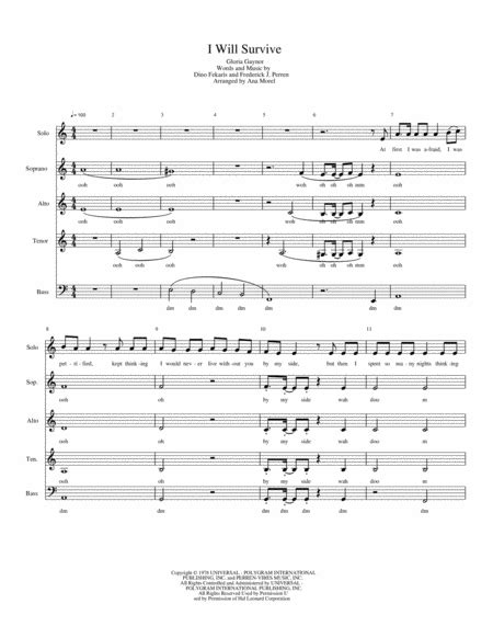 I Will Survive Arr Ana Morel By Gloria Gaynor Sheet Music For Satb Choir At Sheet Music Direct