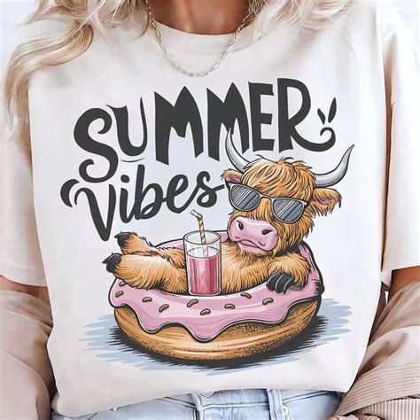 Summer Vibes Highland Cow Png Summer Vibes Png Funny Heifer Cow Clipart