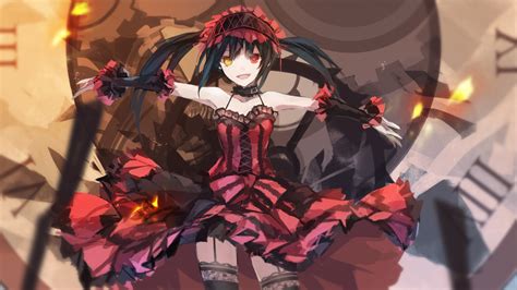 Wallpaper Anime Girls Date A Live Black Hair Thigh Highs