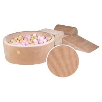 Set De Mousse Beige Balles Rose Pastel P Che Or Maisons Du Monde