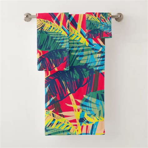 Colorful Leaves Bath Towel Set Zazzle