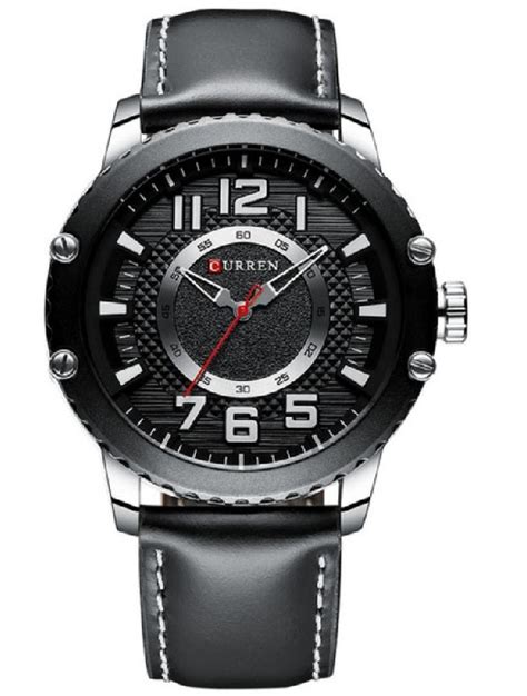 A Rugged Look Leather Band Watch With A Sleek Multi Textured Dial 834