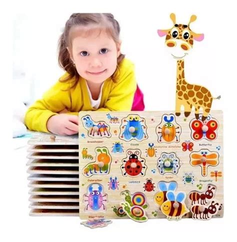 Set 2 Puzzle Rompecabeza Encaje Madera Juguete Motricidad Cuotas Sin