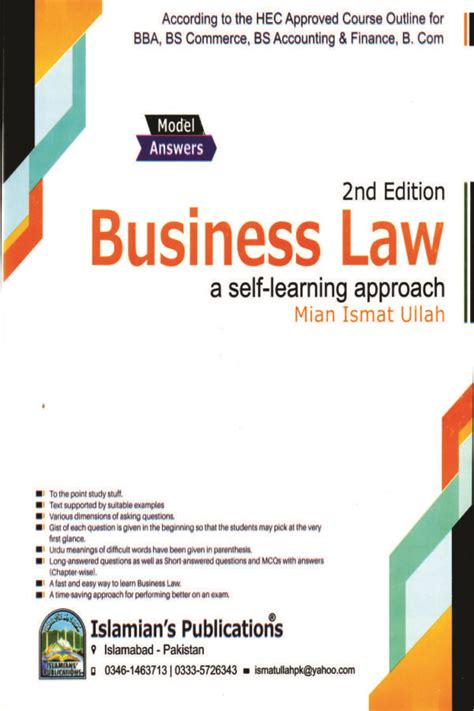 Business Law 2nd Edition Book For BBA BS By Main Ismat Ullah