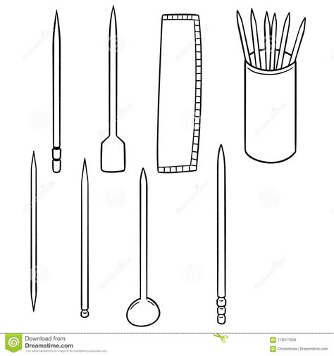 Vector Set Of Toothpick Stock Vector Illustration Of Line 119311504