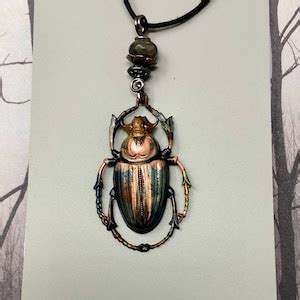 Scarab Beetle Necklace Gothic Copper Beetle Pendant Egyptian Scarab