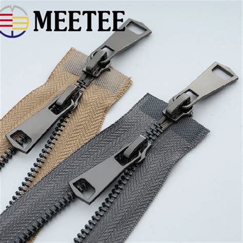 Meetee Cm Double Slider Open End Metal Zipper Gun Black Teeth Diy