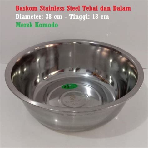 Jual BASKOM KOMODO UKURAN 38 CM STAINLESS STEEL TEBAL Shopee Indonesia