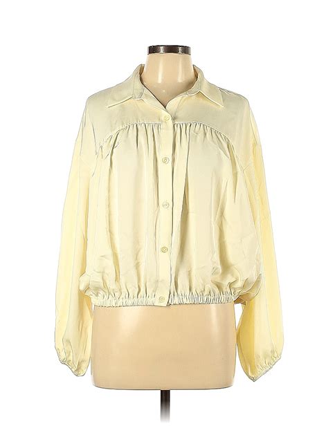 Worthington 100 Polyester Solid Ivory Long Sleeve Blouse Size L 61