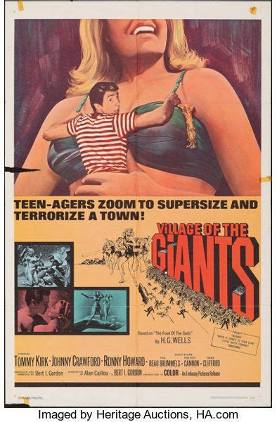 Village Of The Giants Embassy 1965 Folded Fine One Sheet Lot